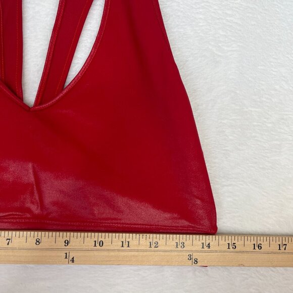 Carbon 38 Action Bra 2.0 Metallic Red Dahlia Racerback Sports Bra Workout sz L - Picture 11 of 11